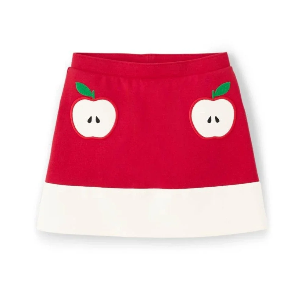 Toddler Girls Red Apple Applique Skort‎ Pull On Shorts Skirt Size 2T NWOT